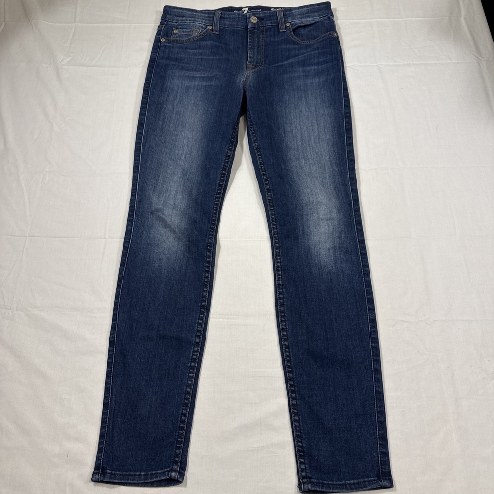 JEANS SKINNY ANKLE 7 For All Mankind  WOMEN 28 Dark Wash Denim Stretch